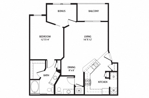 1 bed 1.5 bath Wright Floor Plan at Two Addison Place Apartments , Pooler, 31322